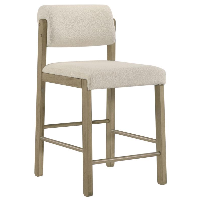 Kehoe Upholstered Counter Height Chair Cream and Natural Oak (Set of 2) - 193939NAT