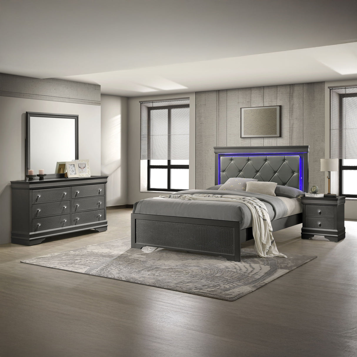 Blaze - Modern Bedroom Set With LED Headboard