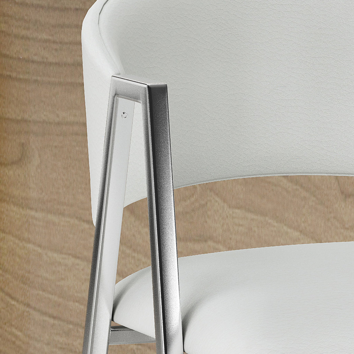 Modern Bar Stools With Low Back And Arms And Durable Metal Frame (Set of 2) - Ivory