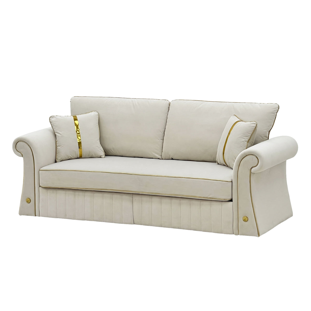 Sofa With Rolled Arms, 3 Seater Couch, Living Room Accent