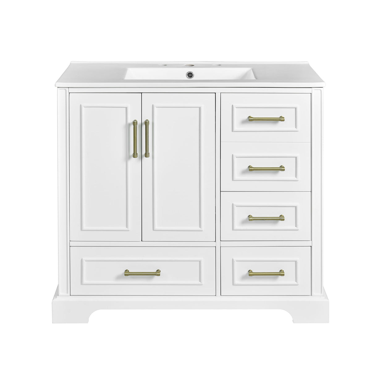 Traditional Bathroom Vanity With Soft Close Doors And Drawers