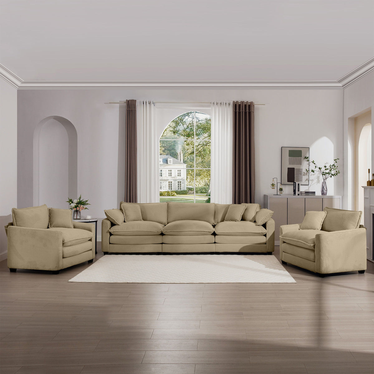 Elegant Oversized Sectional Sofa Set With Deep Seats And Flexible Layout