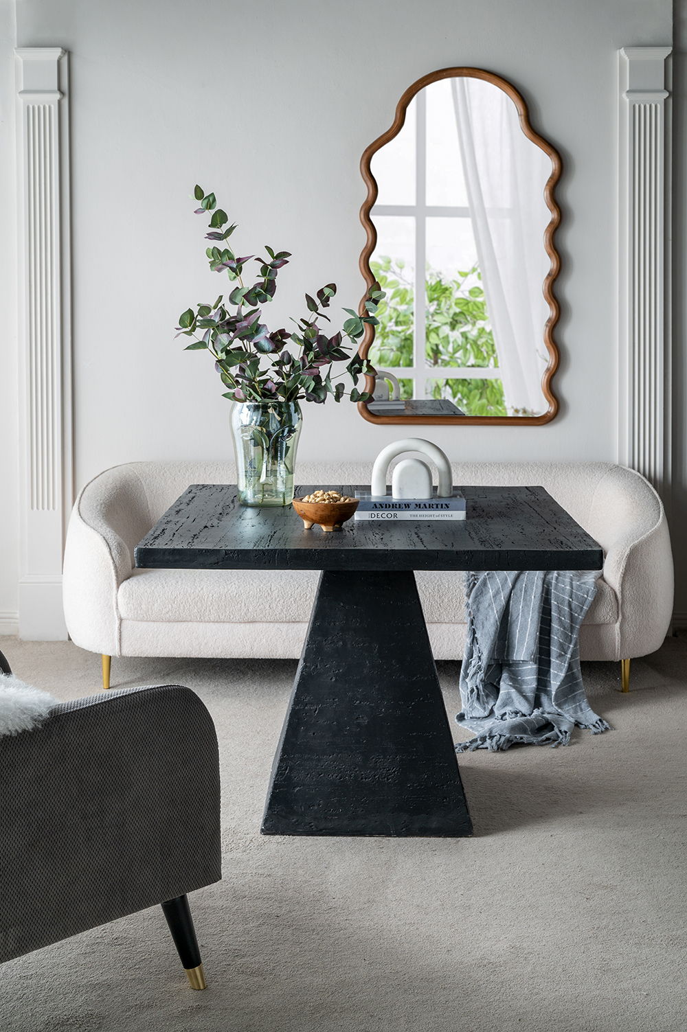 Wood Mirror With Unique Frame - Brown