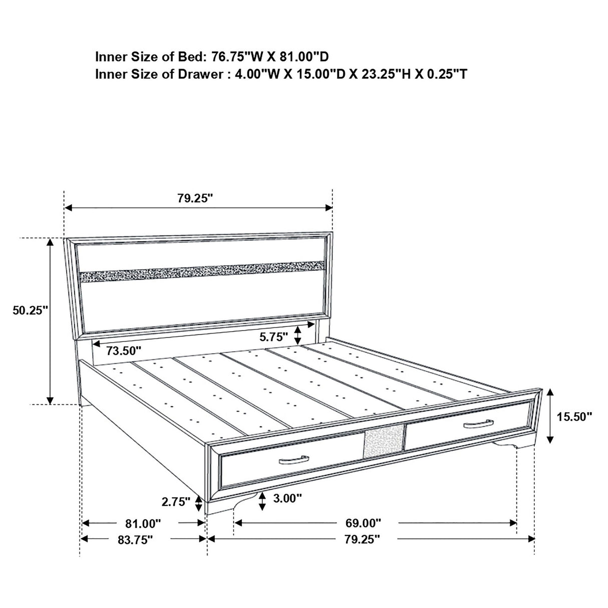 Storage Platform Bed 2 Drawer