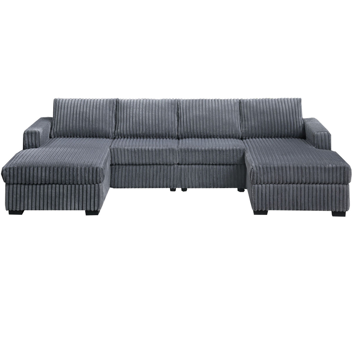 U-Shaped Sectional Set With Cushion Back Armless Chairs Right And Left Arm Chaise