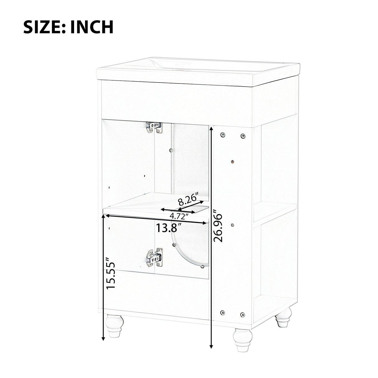 Modern Bathroom Vanity With Sink, Adjustable 2 Tier Shelf