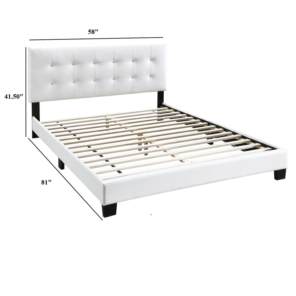 Modern Style Bed With Upholstered Rectangle Headboard