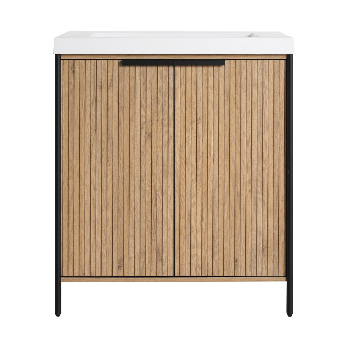 Modern Freestanding Bathroom Vanity With Resin Sink & Soft Close Cabinet Doors