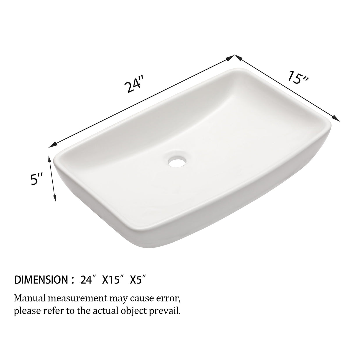Rectangular Vessel Bathroom Sink - White
