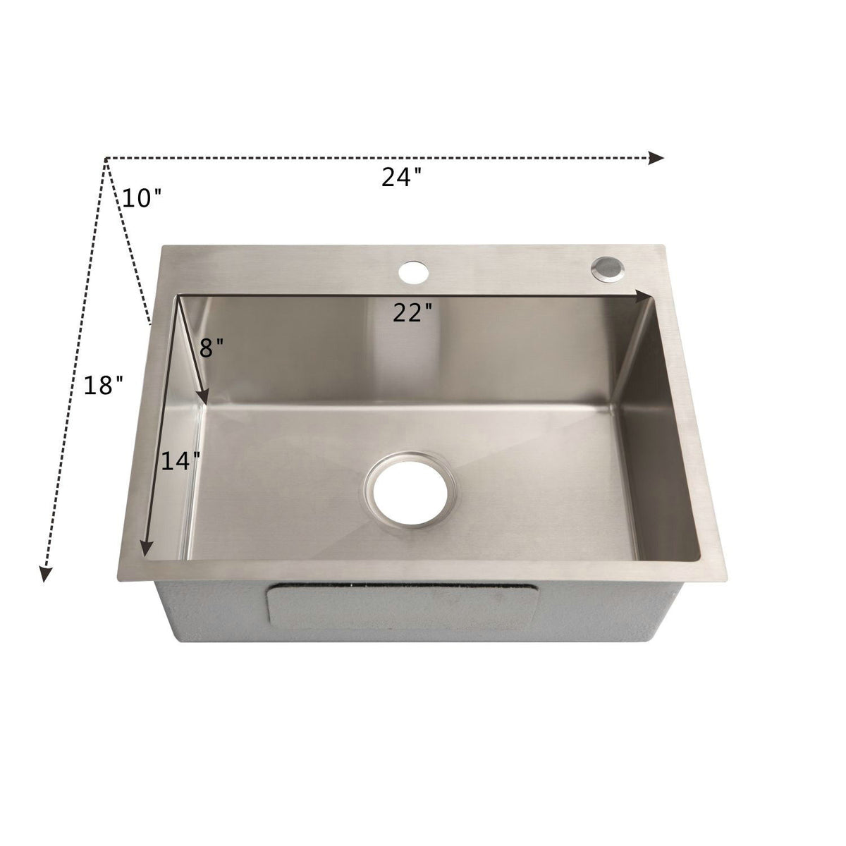 24" Stainless Steel Washing Sink With Faucet Hoses And Drain Head Only (Update) - Silver