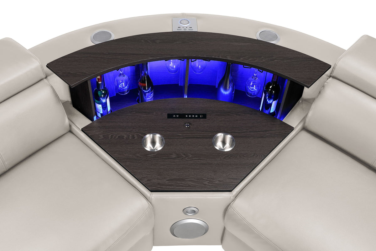 Nova - Sectional With Bluetooth Speaker, LED And Lifting Wine Cabinet