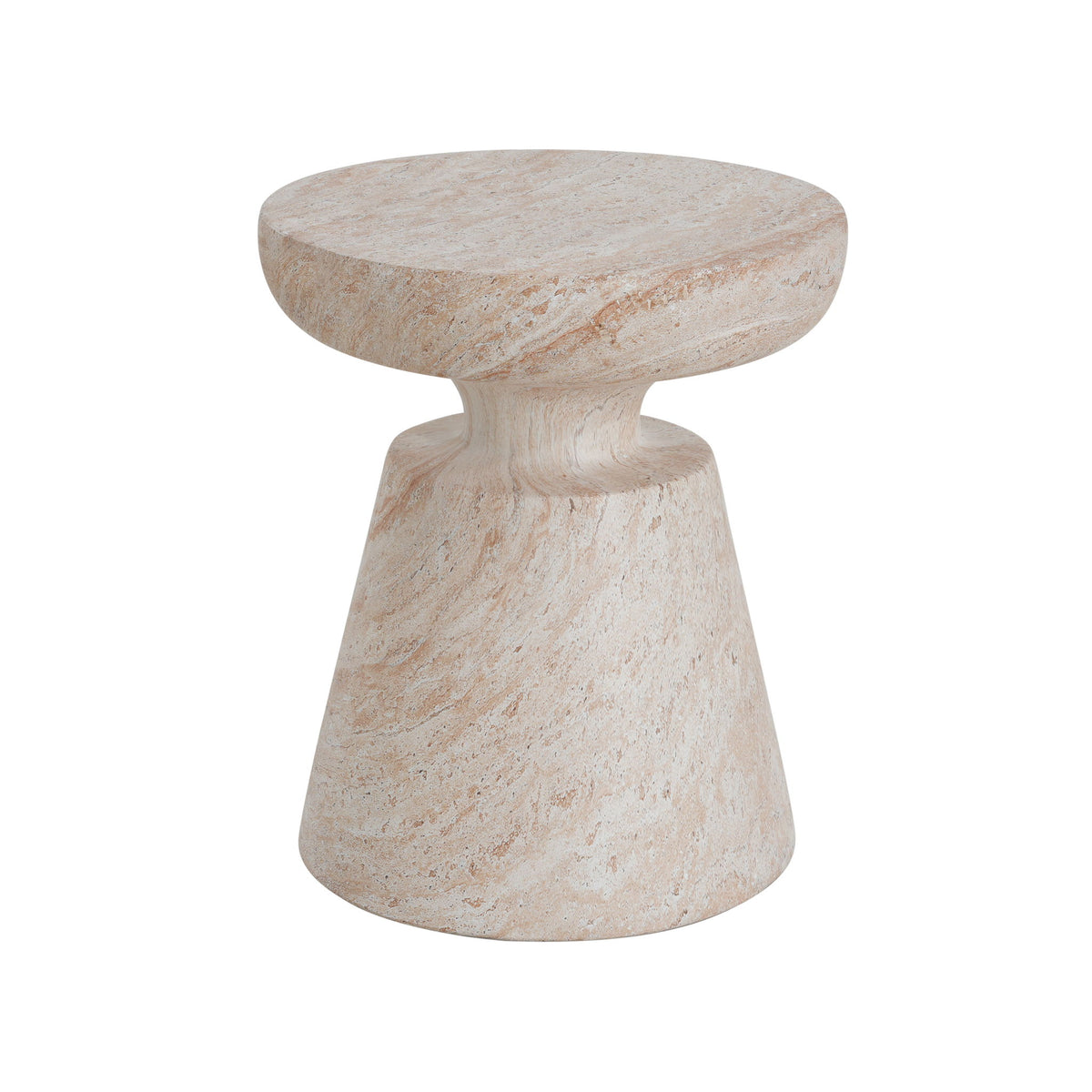 Outdoor / Indoor Lightweight Concrete Side Table, Travertine - Beige