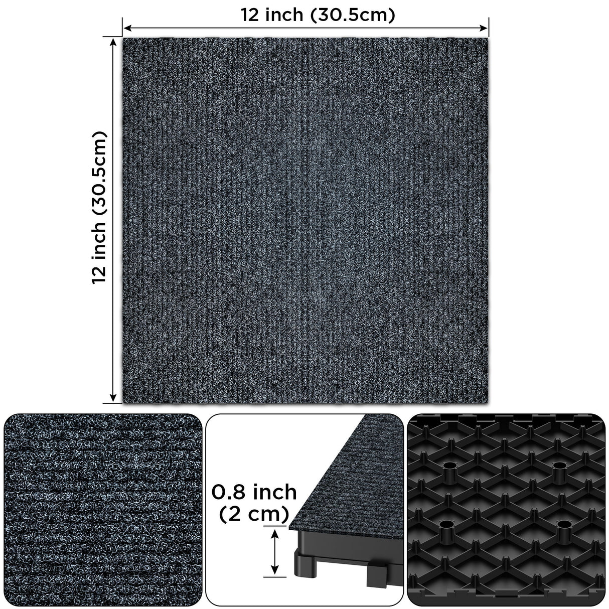 Diy Module Interlocking Decking Carpet Tiles For Patio, Porch, Poolside, Balcony, Backyard Polypropylene - Gray