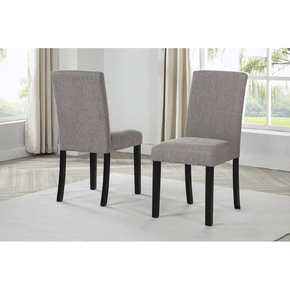 Upholstered Dining Room Kitchen Side Chairs (Set of 2) - Black / Gray