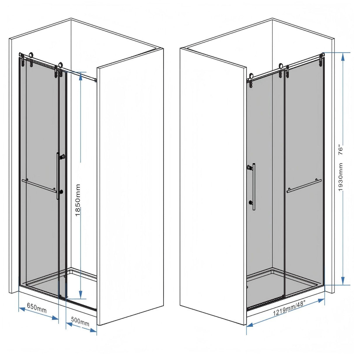 Frameless Sliding Bathtub Door With Frame