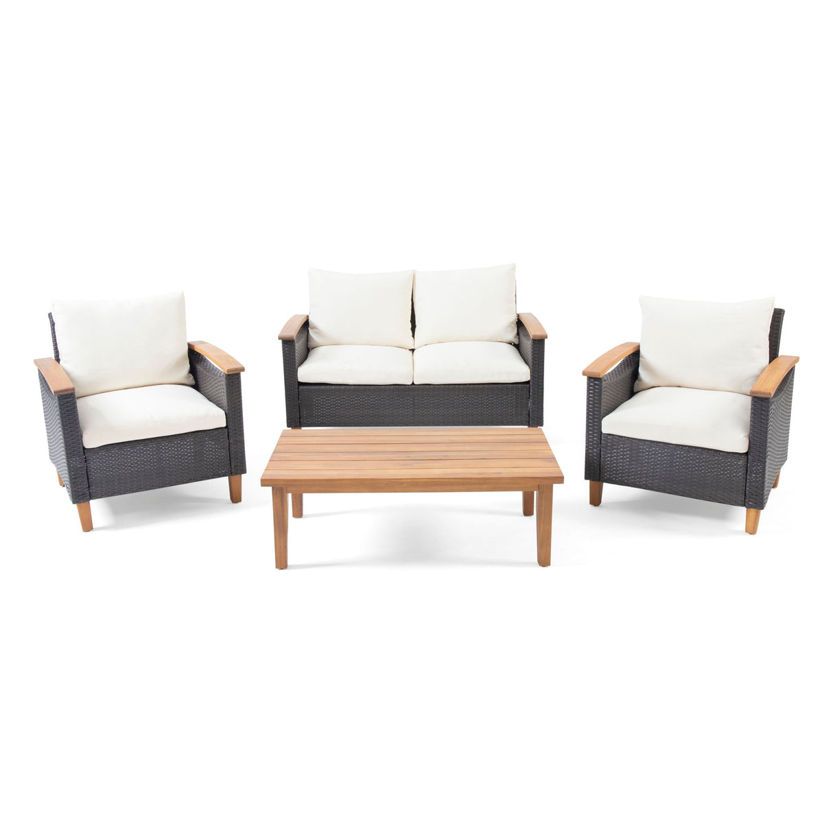 Isla - Transitional Chat Set With Water Resistant Cushions - Teak