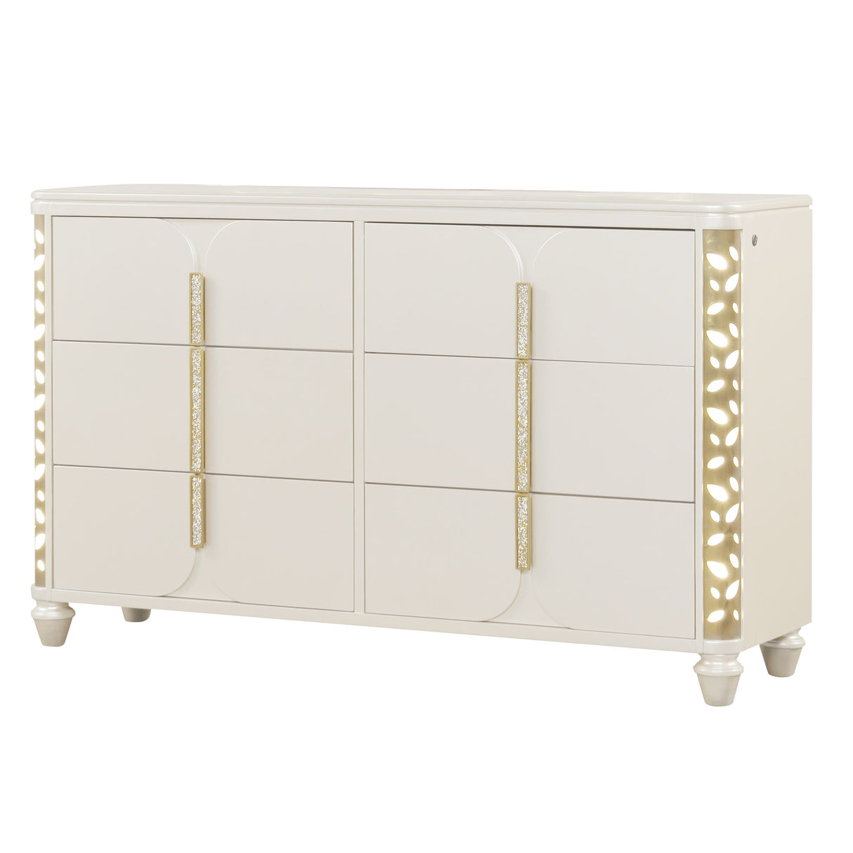 Cinderella - Dresser With LED Accents And 6 Storage Drawers (Mirror Not Included) - Beige