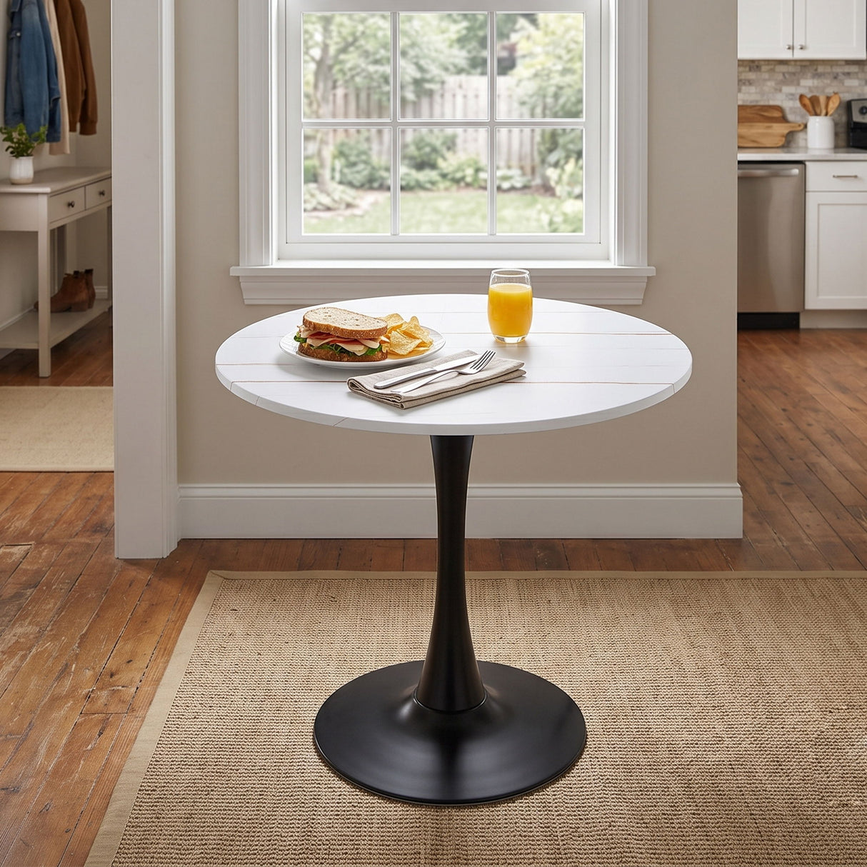Round Dining Table For Kitchen - Black White