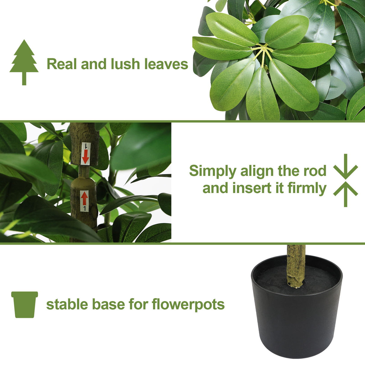 Realistic Faux Tree With Lifelike Foliage For Indoor And Outdoor Use - Green