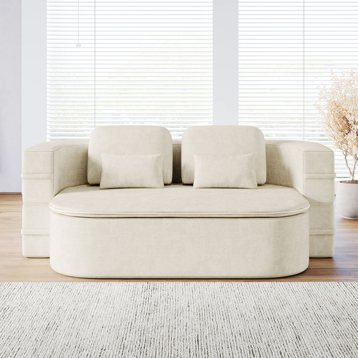 2 In 1 Foldable Sofa Bed With Multi Functional Blanket, Floor Lounge Sofa