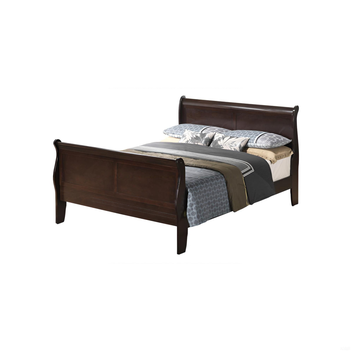 Louis Phillipe - Queen Bed Panel Sleigh - Cappuccino