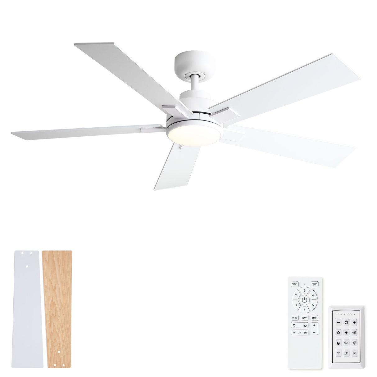 Reversible Motor Integrated LED Dimmable Ceiling Fan With Light