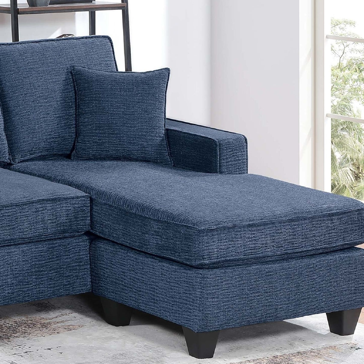 Sectional Set With USB Port Right Arm Chaise, Armless Loveseat, Left Arm Chaise, 3 Piece, Includes Matching Pillows - Dark Blue