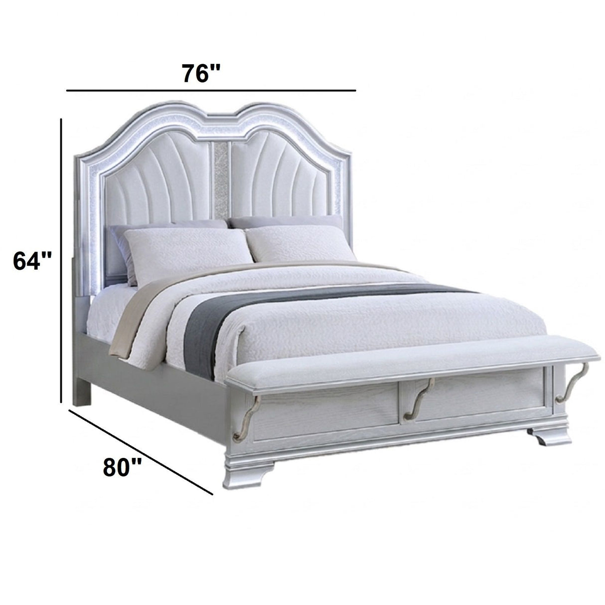 Elegant Bed With Built In Footboard Bench, USB