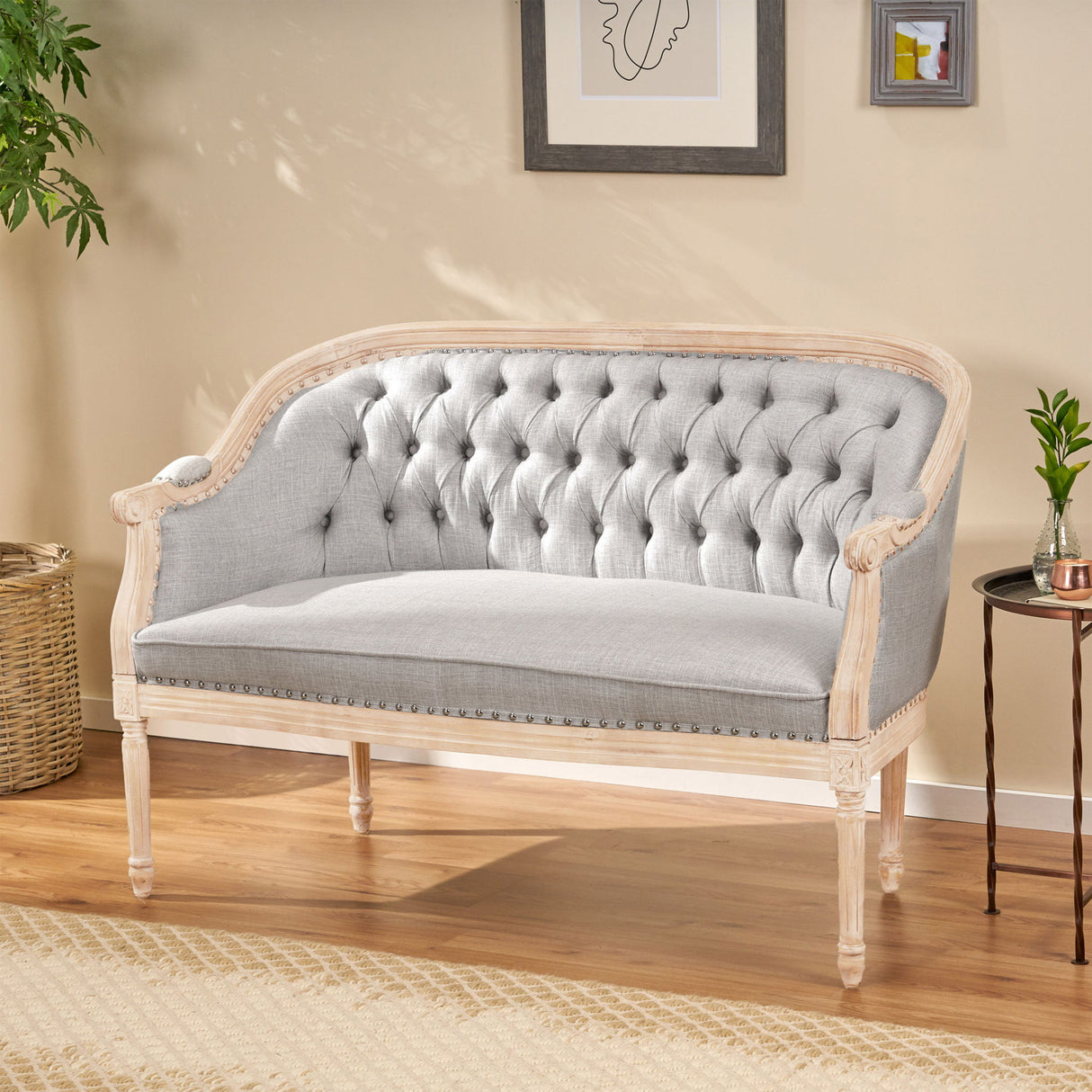 French Country Chesterfield Style Tufted Loveseat