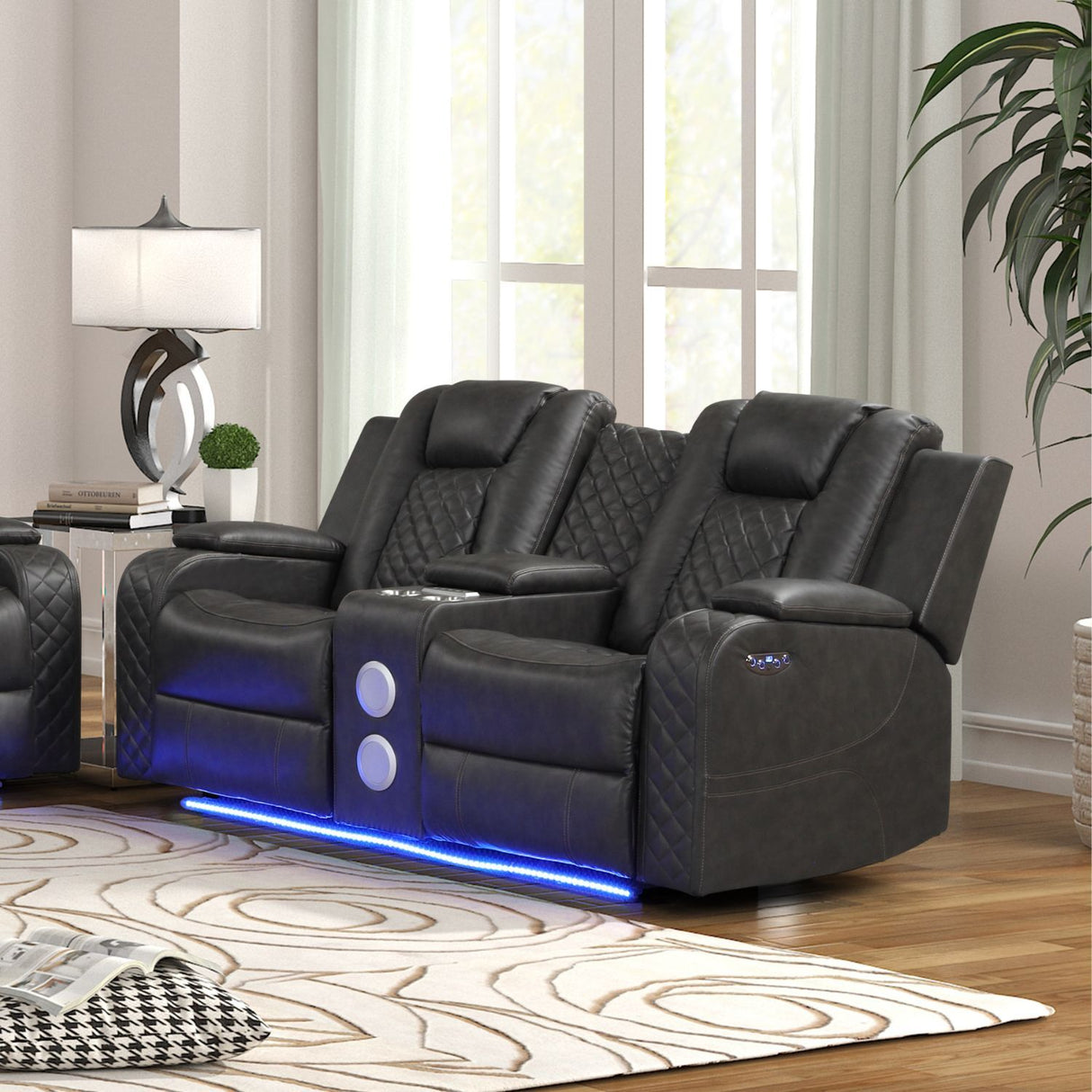 Benz - Power Reclining Loveseat & LED Lighting And Built In USB