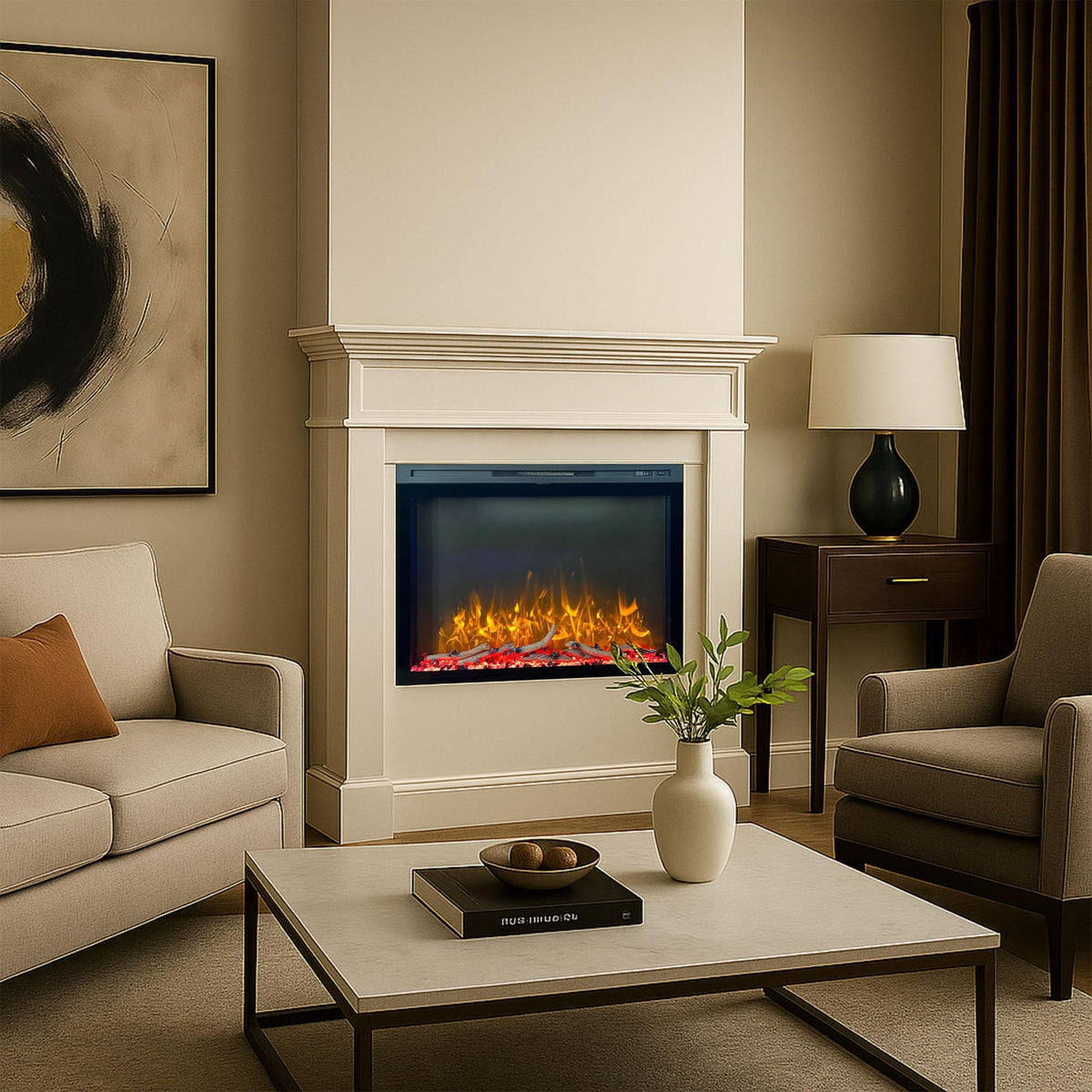 Built In Electric Fireplace With LED Flame Effects