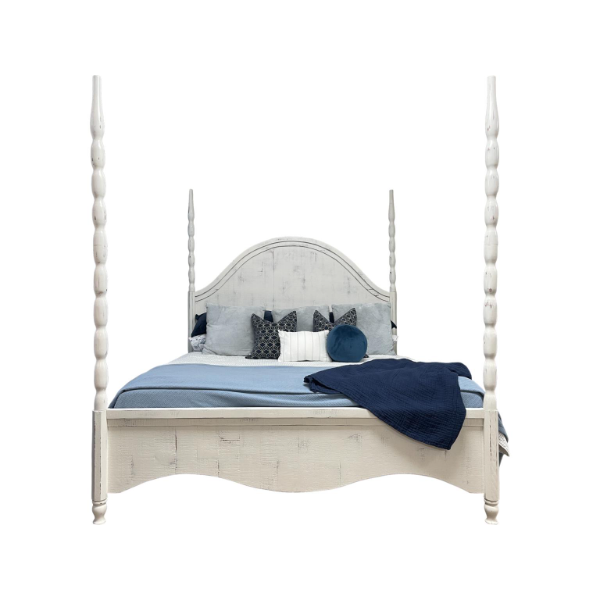 Charlie White Queen Bed w/ Posts - CHARLQHW+CHARLQFW+CHARLQRW+CHARLPW