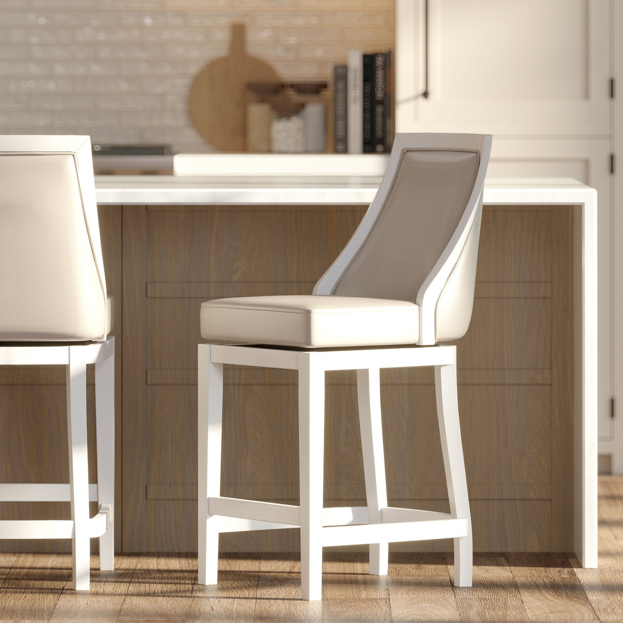 Modern Swivel Stool With Tall Back
