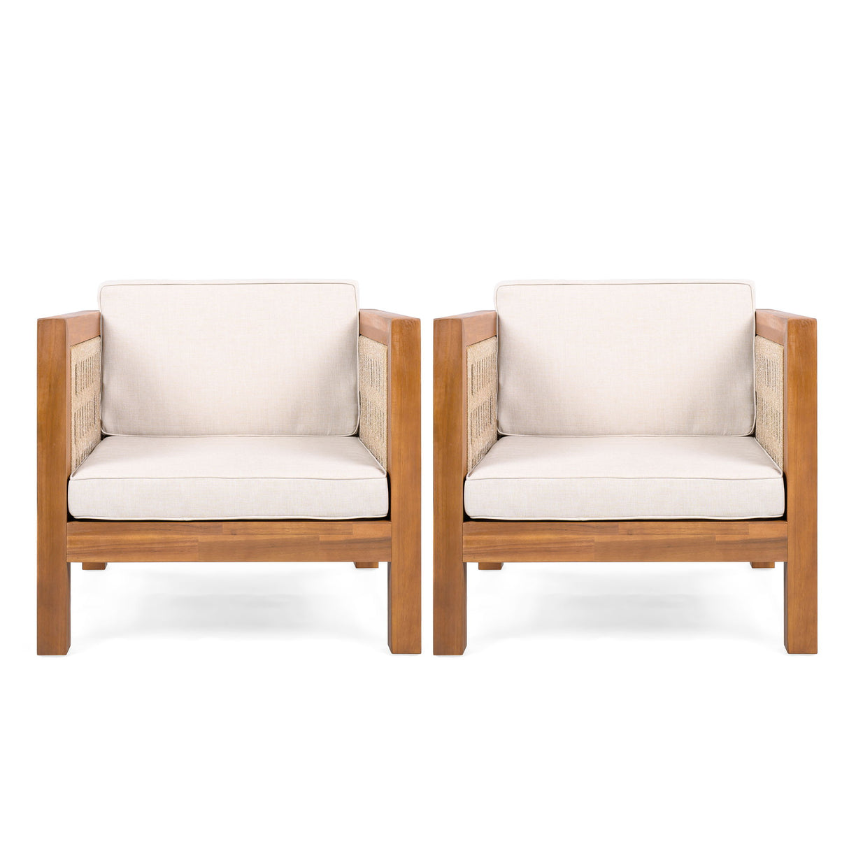 Outdoor Club Chair & Rope Arm And Cushions