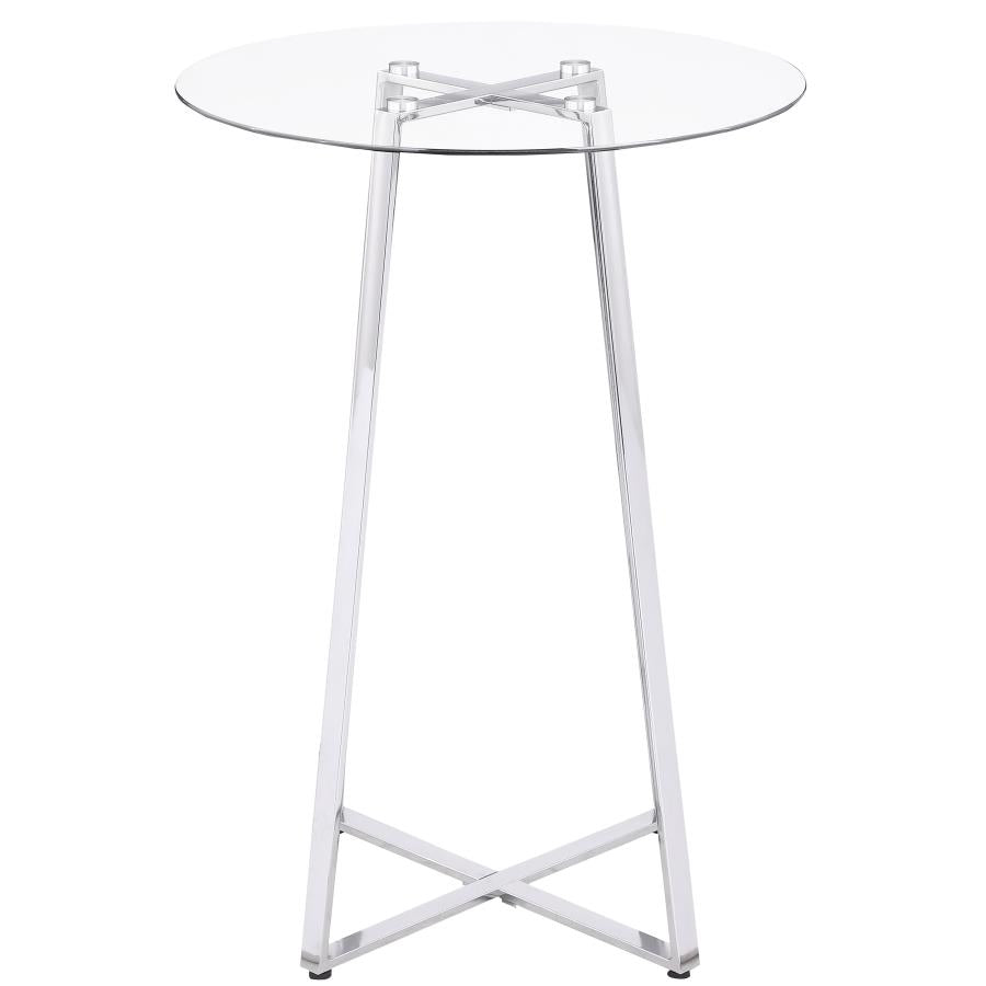 Zanella Round 30-inch Glass Top Bistro Bar Table Chrome - 100026