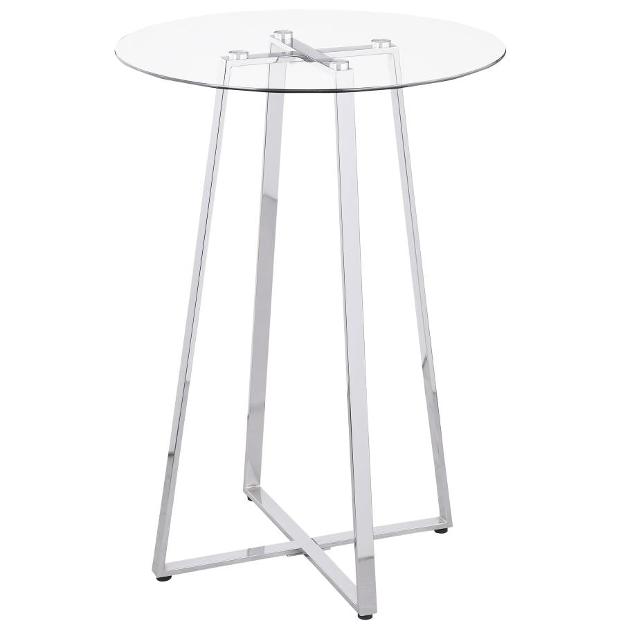 Zanella Round 30-inch Glass Top Bistro Bar Table Chrome - 100026