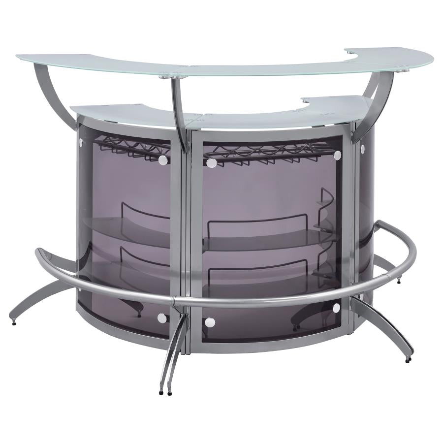 Dallas 3-piece Curved Freestanding Home Bar Cabinet Silver - 100135-S3