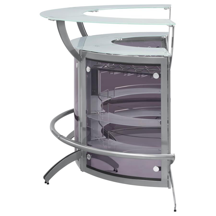 Dallas 3-piece Curved Freestanding Home Bar Cabinet Silver - 100135-S3