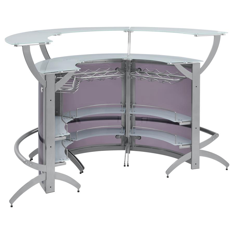 Dallas 3-piece Curved Freestanding Home Bar Cabinet Silver - 100135-S3