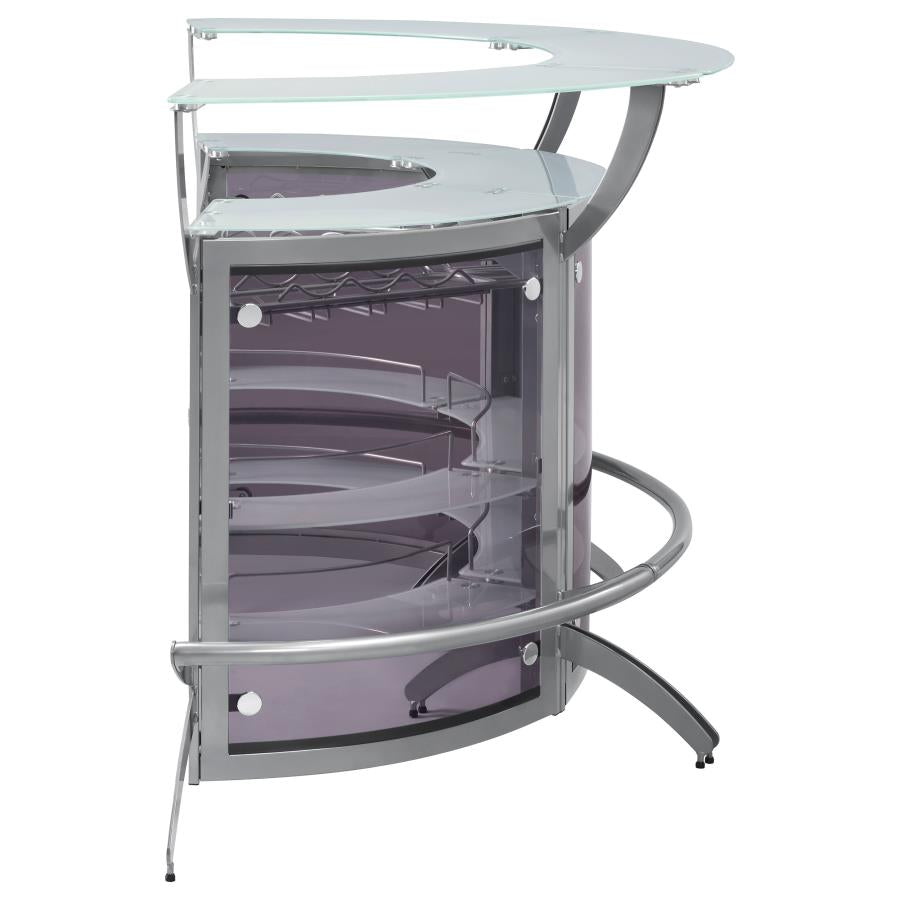 Dallas 3-piece Curved Freestanding Home Bar Cabinet Silver - 100135-S3