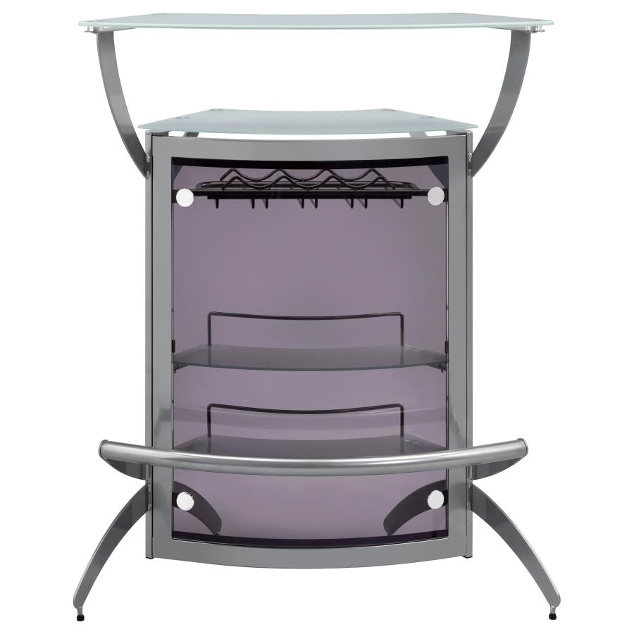 Dallas 2-shelf Curved Freestanding Home Bar Cabinet Silver - 100135