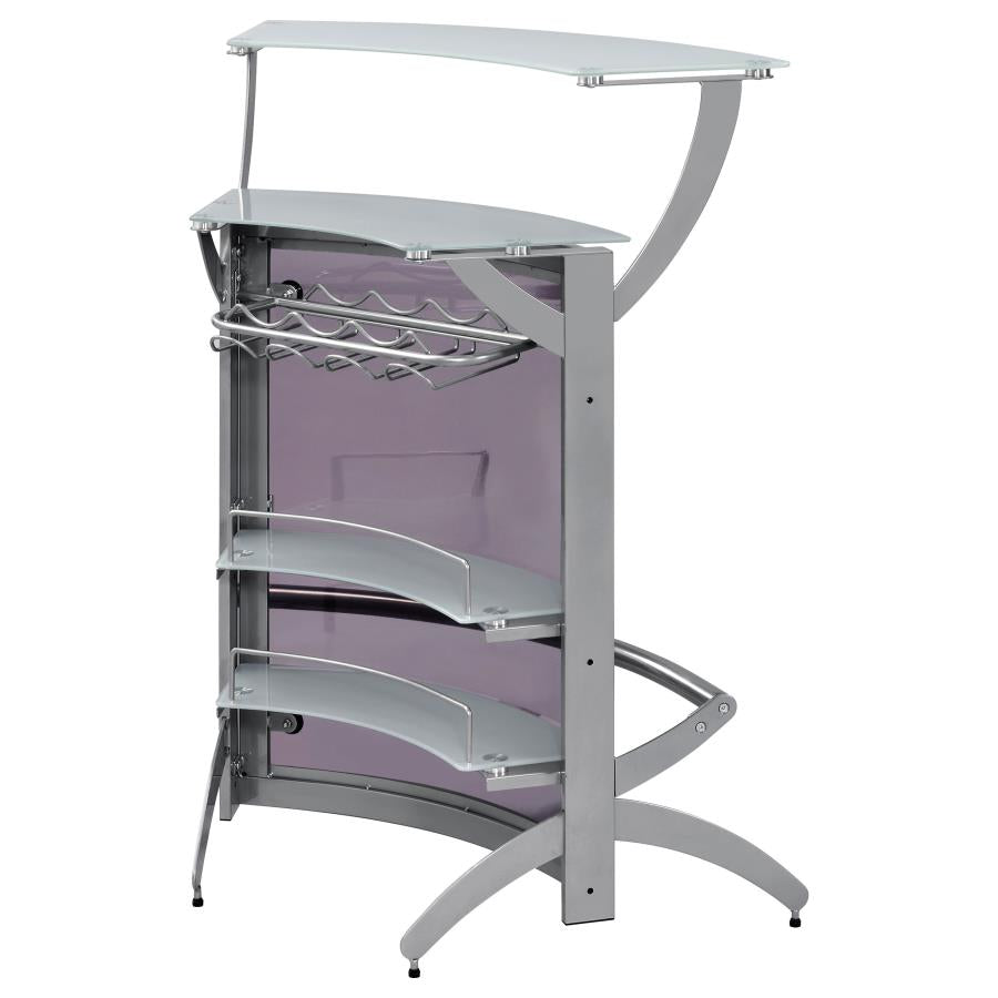 Dallas 2-shelf Curved Freestanding Home Bar Cabinet Silver - 100135