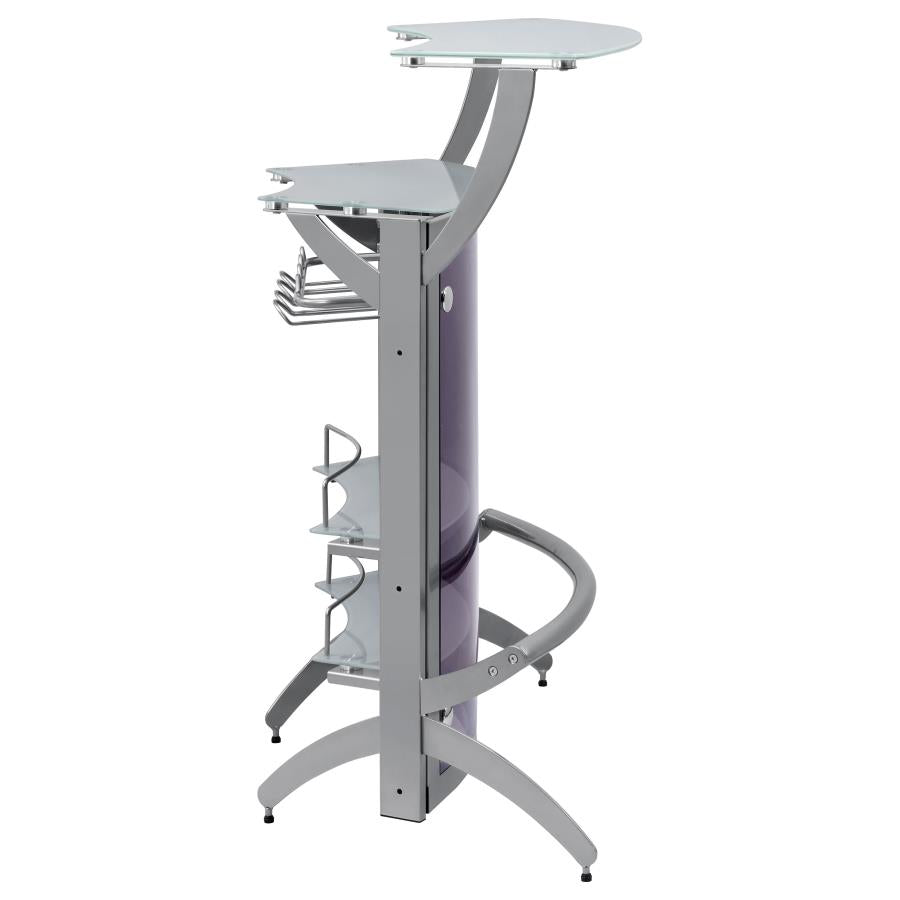 Dallas 2-shelf Curved Freestanding Home Bar Cabinet Silver - 100135