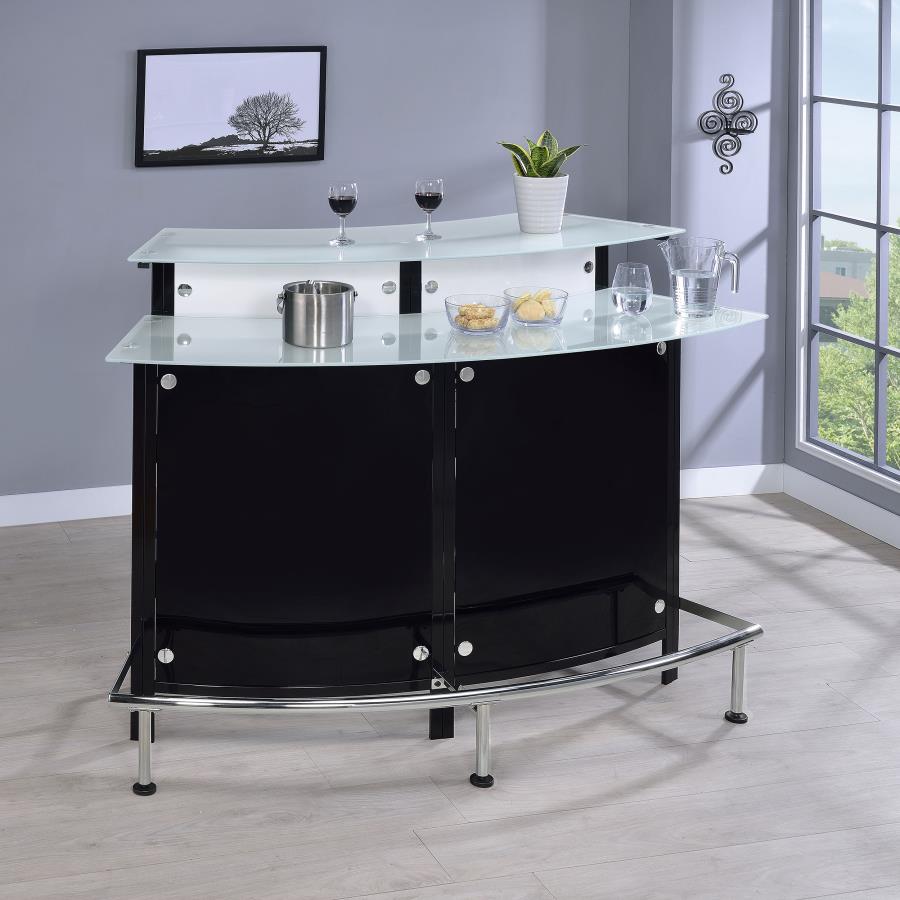 Keystone Curved Glass Top Home Bar Wine Cabinet Black - 100139
