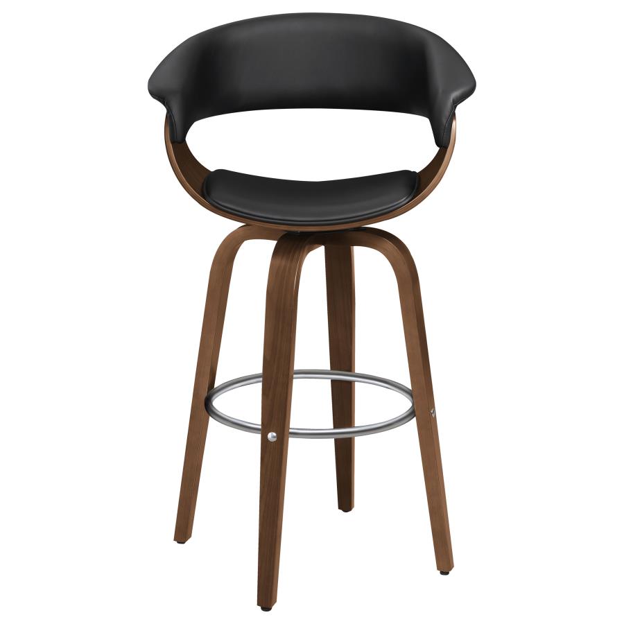 Zion Upholstered Swivel Bar Stool Walnut and Black - 100205