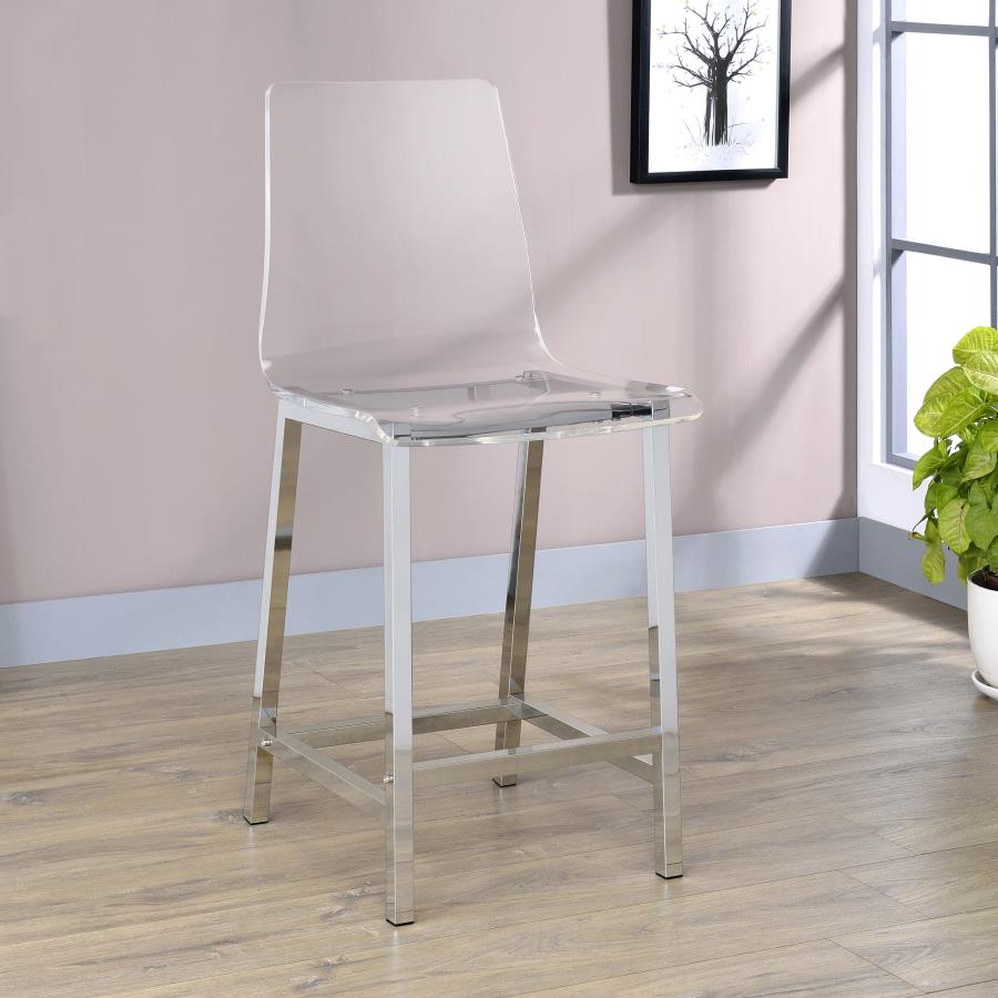 Juelia Clear Acrylic Counter Chair Chrome (Set of 2) - 100265