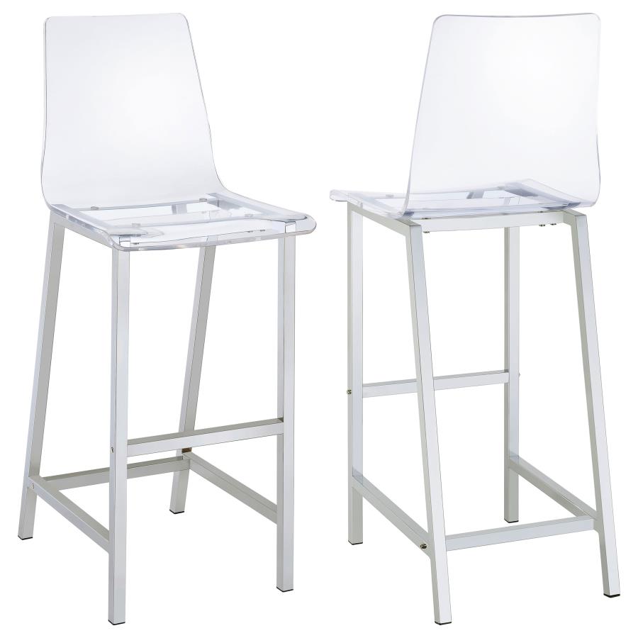 Juelia Clear Acrylic Bar Chair Chrome (Set of 2) - 100295