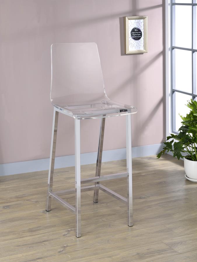 Juelia Clear Acrylic Bar Chair Chrome (Set of 2) - 100295