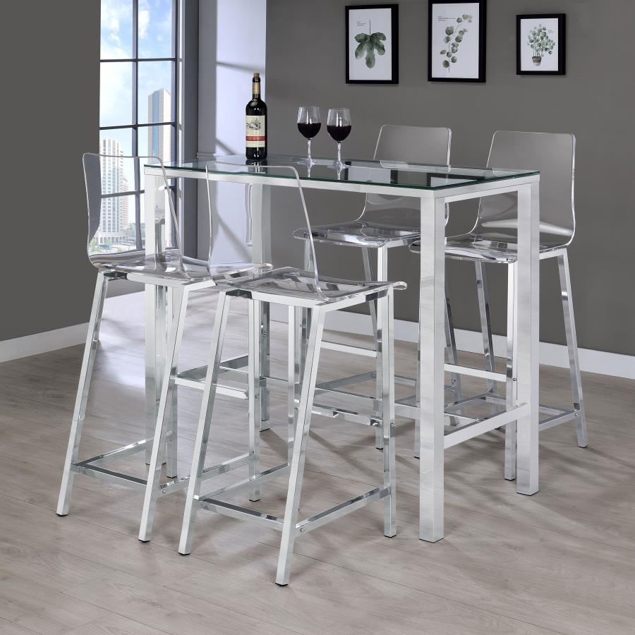 Juelia Clear Acrylic Bar Chair Chrome (Set of 2) - 100295