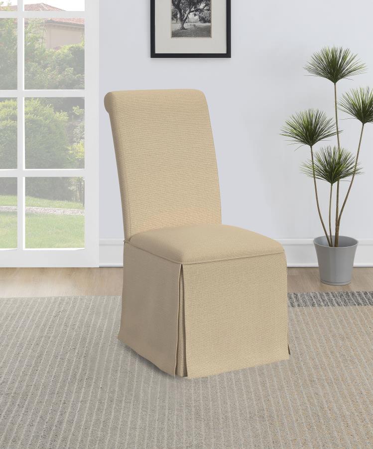Shawna Upholstered Skirted Side Chair Light Khaki (Set of 2) - 100747
